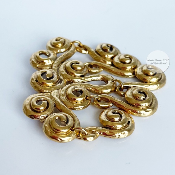 Alfred Sung Brooch Pin Etruscan Style Gold Metal Dangles Vintage - Picture 6 of 8